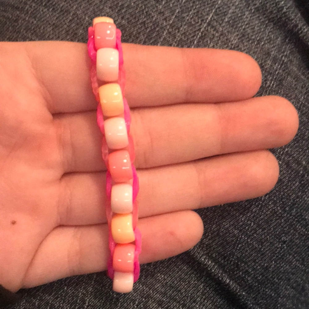 Pink bead rainbow loom bracelet